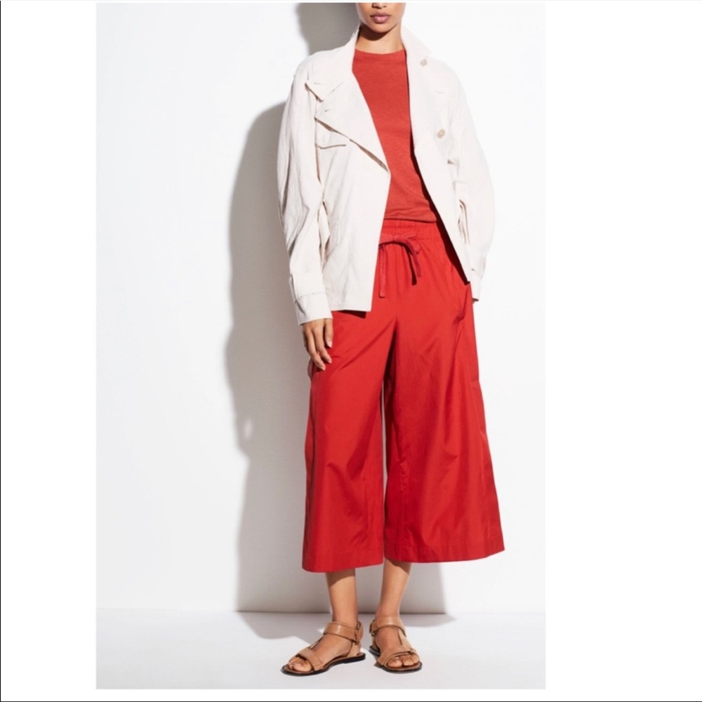 Vince red cotton culottes size small